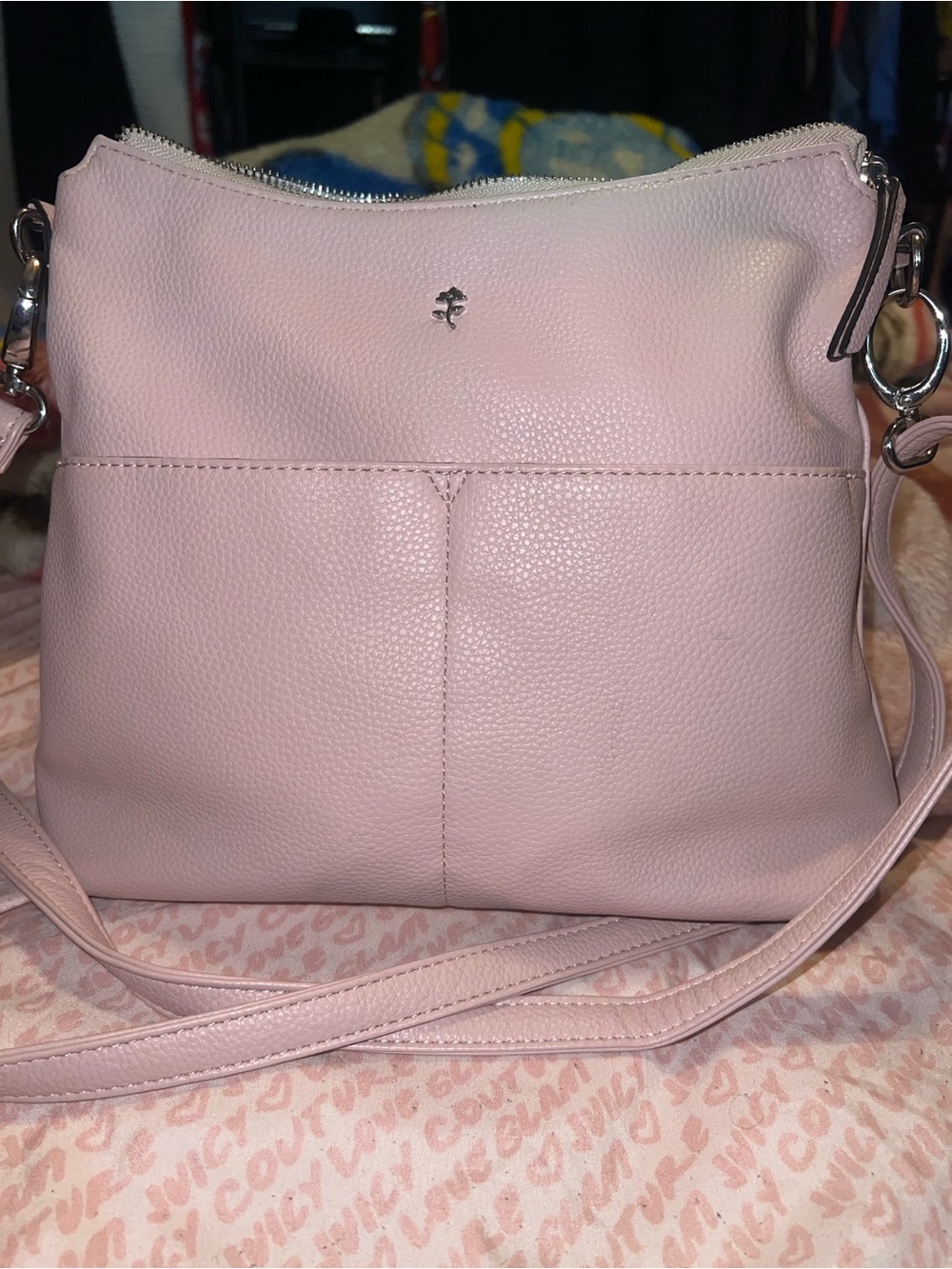 HTF Jenna Kator vegan leather crossbody bag in blush pink